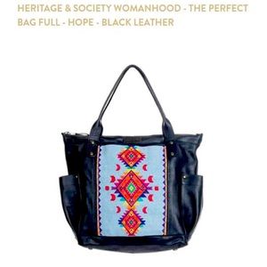 Nena & Co. Black Leather Bag with Colorful Pattern